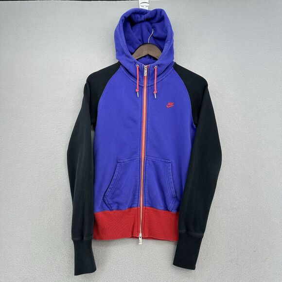 2011 Nike Color-Block Zip Up Hoodie Women's M Sportswear‎ Y2K Purple Workout Gym - Picture 1 of 10